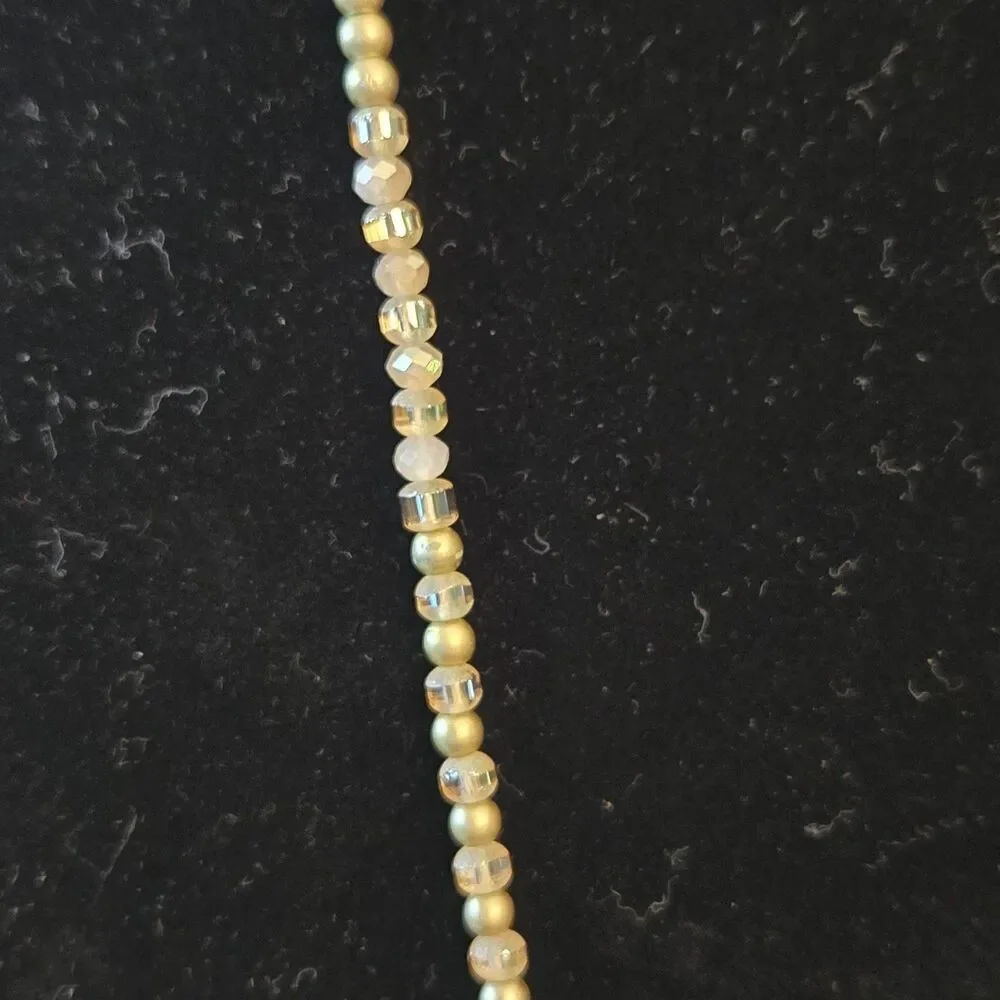 Rose Quartz & Gold Tone‎ Charms Pendant On A Multi Beaded Necklace Unmarked 34